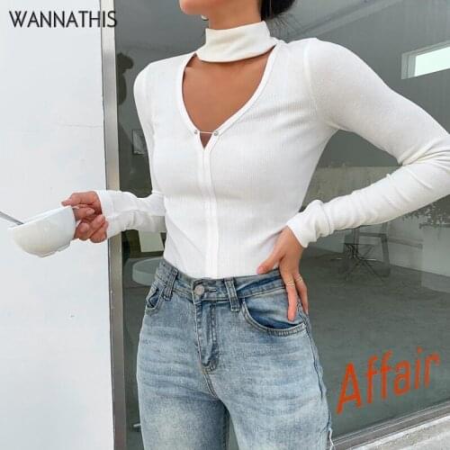 WannaThis Womens T-Shirts O-neck Sexy Hollow out Long Sleeve Slim Top Autumn Casual Elegant Costume Streetwear Tops Women 2020