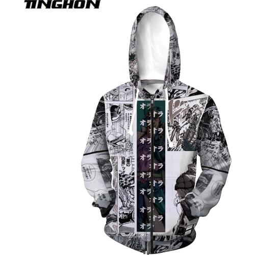 Women/Mens jojo Bizzare Adventure 3D print Sweatshirts Hoodies Zipper outerwear Hooded Sweatshirt Plus Size S-5XL