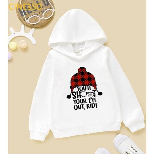 Winter Girls You'Ll Shoot Your Eye Out Funny Warm Hoodie ChildrenS Sweatshirt Leopard Plaid Tree Cute Funny Christmas Gift Kids
