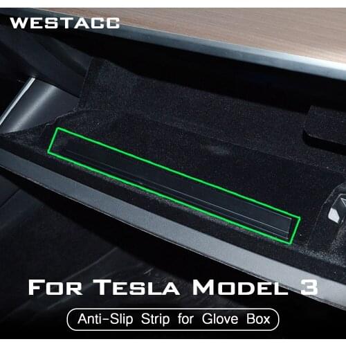 1PC ABS Car Copilot Glove Storage Box Anti Slip Strip Sticker Trim for Tesla Model 3 2016 - 2021 Interior Accessories