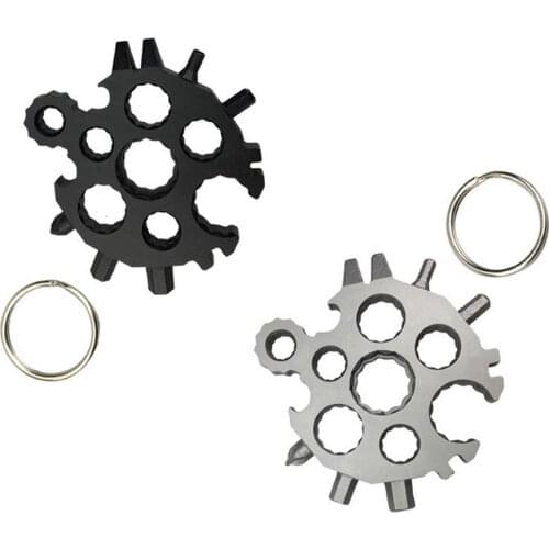 20 In 1 Tool Wrench Snowflake Keychain Tool Portable Stainless Steel Wrench Screwdriver