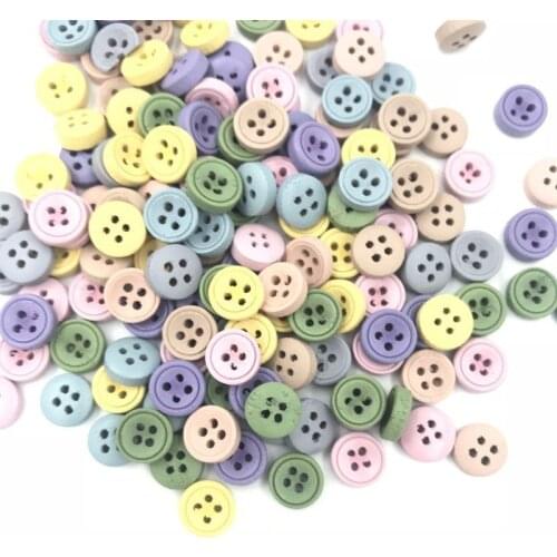 DIY 200pcs 4-Holes Mixed color Round Woode Buttons Sewing Scrapbooking 9mm