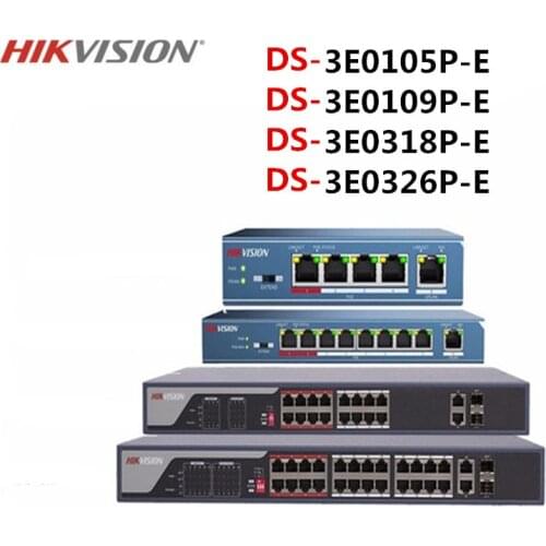 Hikvison 4-Port 8-Port 16-Port 24-Port PoE Switch DS-3E0105P-E DS-3E0109P-E DS-3E0318P-E DS-3E0326P-E 250m Transmission distance