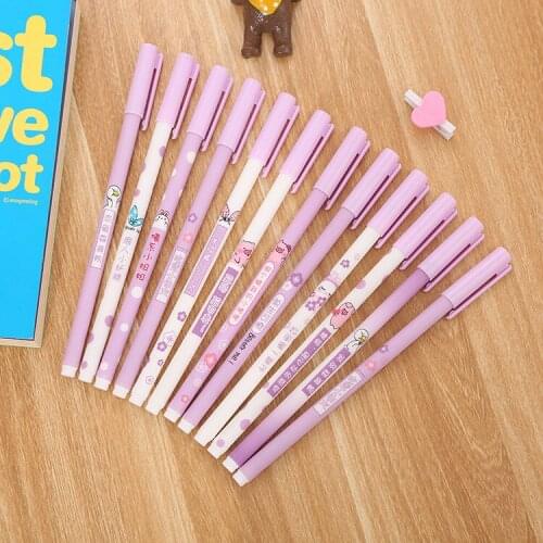 50PCS Creative Purple Xueba Gel Pen Cartoon Fun Text Water Pen Student Exam Office Signature Pen Stationery