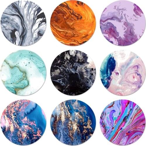58mm Art Marble Paint Badge Brooch Pin Accessories For Clothes Backpack Decoration gift