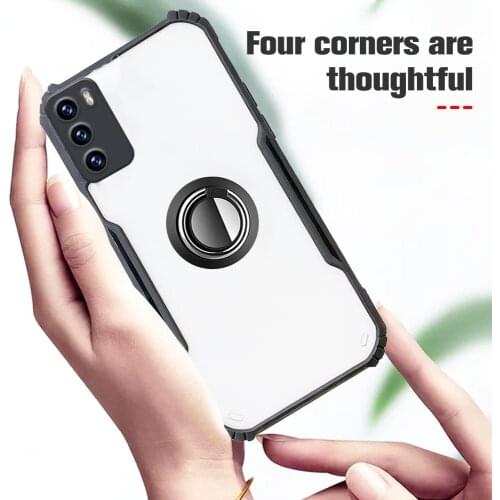 Magnetic ring stand phone case for xiaomi mi 11 lite 10T 10TPro poco x3 nfc f3 little m3 pro clear acrylic shockproof cover