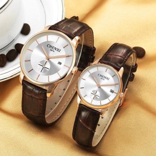 CHENXI Luxury Leather Watcher Couple watch Sports Men Women Wristwatch Top Brand Automatic Date Calendar Quartz Watches