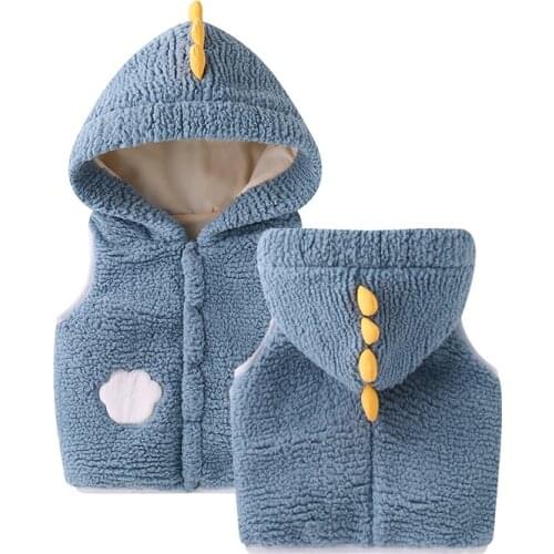 Unisex Kids Vest Polyester Hooded Coat Sleeveless Girl Clothes Cartoon Outwear Boy Clothes Autumn Winter Solid Boys Clothing