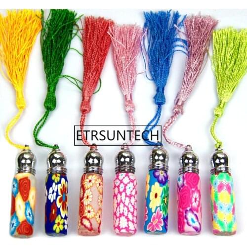 200pcs Colorful Women 6ml Empty Perfume Essential Oil Bottle Roll On Roller Mini Polymer Clay Refillable Perfume Bottle