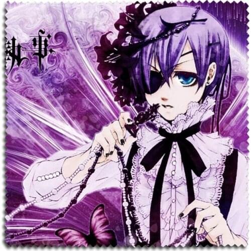 1PC Flannel Glasses Cloth Colorful Printed with Ciel Phantomhive of Anime Black Butler Eyewear Accessories