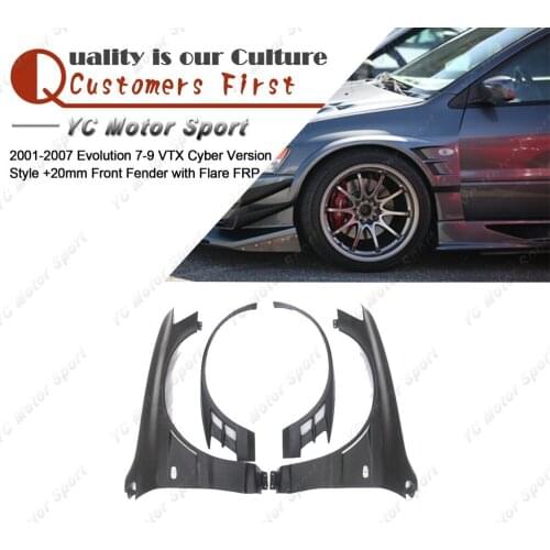FRP Fiber Glass VTX Cyber Version Style +20mm Front Fender with Flares Fit For 2001-2007 Evolution 7-9 EVO 7 8 9 Fender Kits