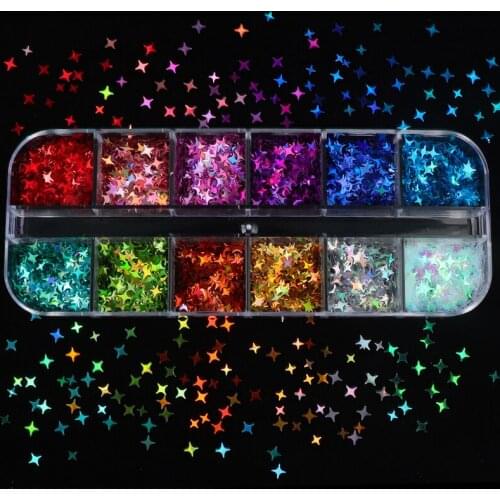Holographic Glitter Nail Art Sequins 3D Flake Starlight Slices Nail Art Decoration Accessories for Shiny Stars Manicure Design