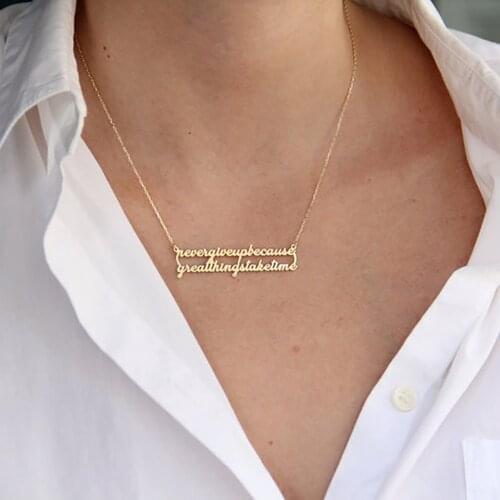 HUHUI Customized Letters Necklace Personality Nameplate Pendant Stainless Steel Jewelry For Women Couple Family Anniversary Gift