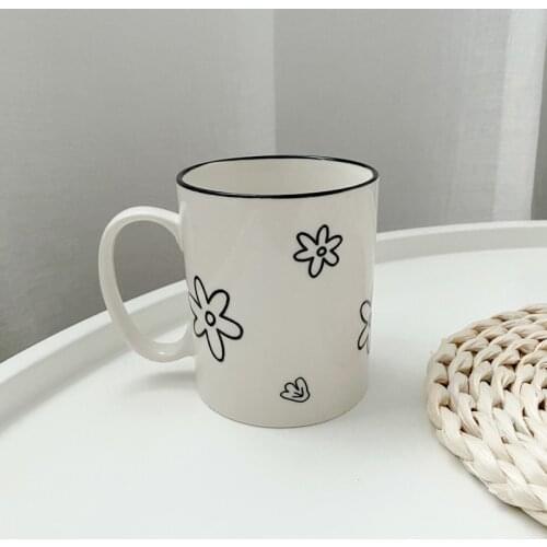 Ceramic Coffee Mugs Korean Creative Printing Couple Cup Kids Girl Gift Travel Smoothie Mug Canecas Breakfast Milk Cups E5MKB