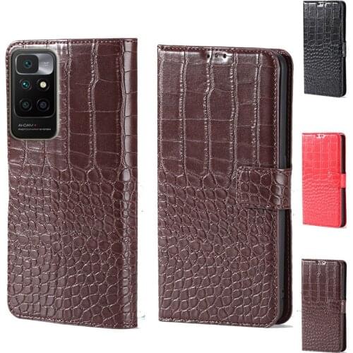 Luxury Crocodile design Flip Leather Wallet Phone Case For Xiaomi Redmi 10 Stand Function Phone cover card slot