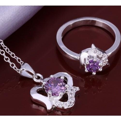 LKNSPCS653 925 sterling silver jewelry set, fashion jewelry set Necklace 517 Ring 381-8 /dhialypa dtaamkha