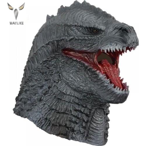 WAYLIKE Halloween Dinosaur Mask Latex Horror Headcover Full Face Mask Performance Costume Props For Ghost Festival Cosplay Party