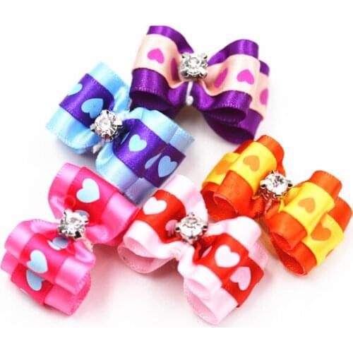 20/50/100pcs /set cute Dog Rhinestone Hair Bow dog hair grooming products Pet puppy accessories pet hair bows with diamond