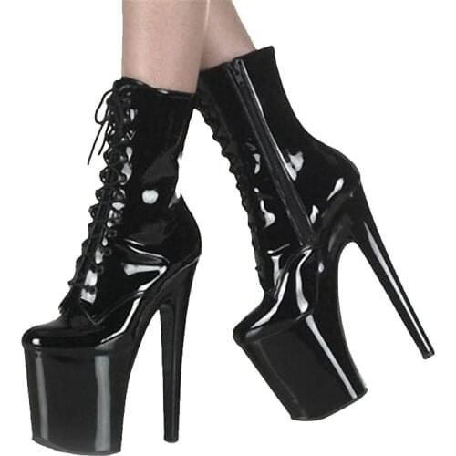 Fashion sexy knight female 8 inch high heel platform ankle boots for women autumn winter shoes 15-20cm black pole dancing boots