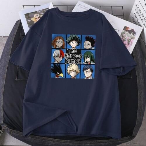 My Hero Academy Streetwear T-shirts Women Short Sleeve O-Neck Plus Size Tshirts Hip Hop Black Casual Tops Tees Ladies Camiaetas