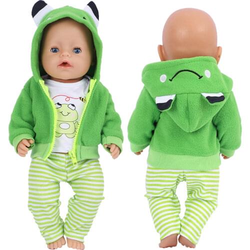 17 inch baby dolls clothes green frog fleece coat for Nenuco doll Ropa y su Hermanita doll clothes