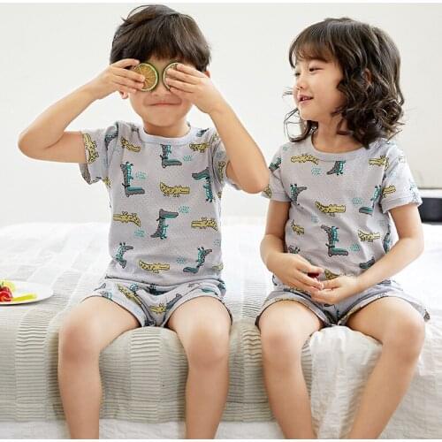 Boys Clothes Short Sleeve Cartoon Girls Pajamas Kids Clothes Mesh Breathable Kids Baby Girls Clothes Sleepwear Pajamas Night Set