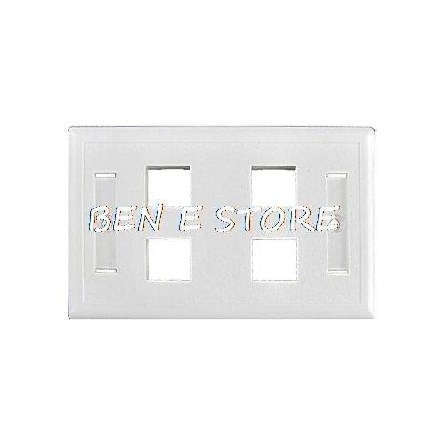 Plastic White 4 Gang Button Switch Plate Cover Outlet