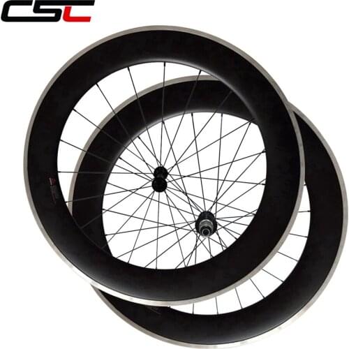 80mm Clincher Carbon Bicycle wheels Alloy brake surface for road bike Aluminium Braking wheelset