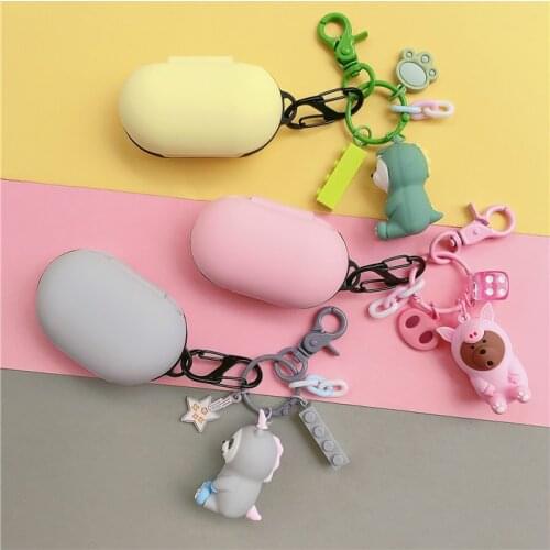 Silicon Case for Samsung Galaxy Buds+ Cover Bluetooth Wireless Earphone Charging Box Skin Decor bear keychain