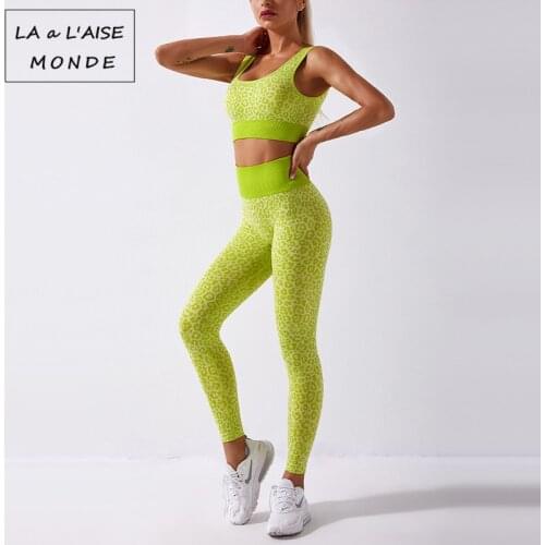 Seamless Tracksuit Women Fashion Sexy Leopard Printing Yoga Set Gym Sports Bras Sport Leggings Running Work Out Training Suit