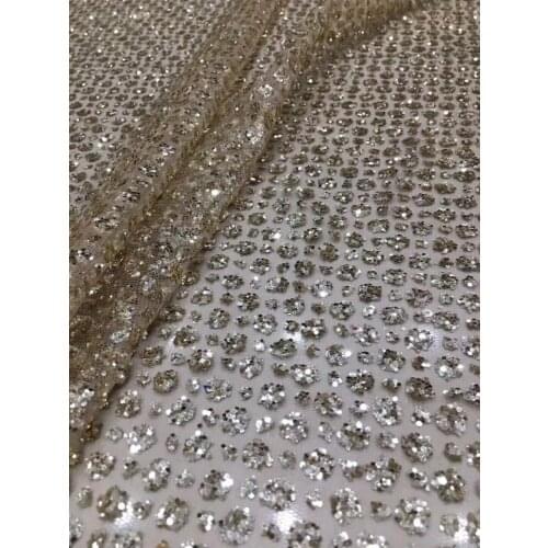 High quality ZH-1632 African French net tulle Lace Fabric for party Hot selling glued glitter sequins lace fabric