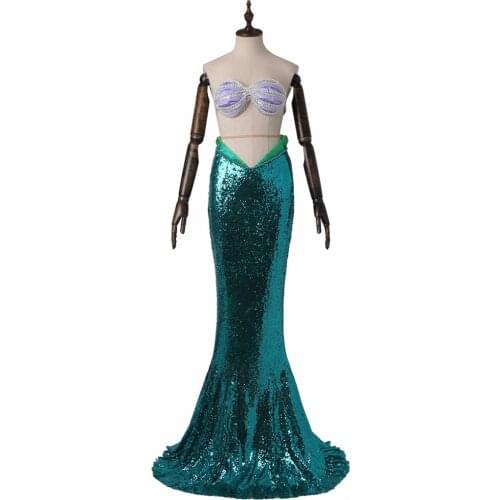 NEW Arrival The Little Mermaid Ariel Cosplay Top Skirt Costume Adult Women Party Costume L0516