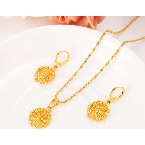 Gold dubai india flower African jewelry Set Necklace pendant Earrings Ethiopia wedding bridl jewelry sets for women girl gifts