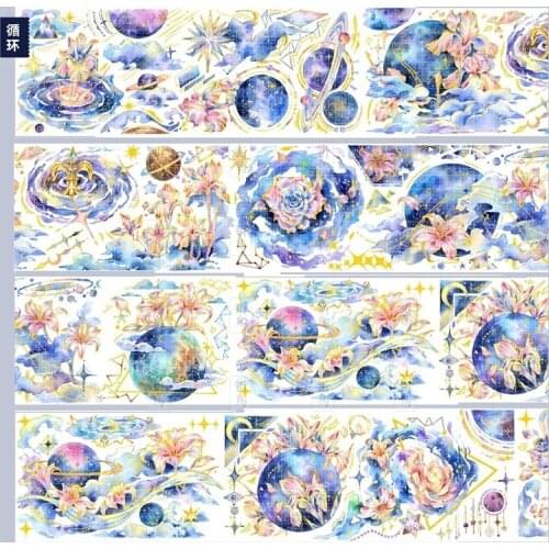 1 Loop 7cmx137cm Planets Theme Washi Tape Pet Hot Silver Cultural Creative Journal