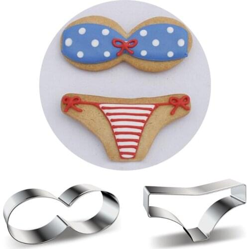 1pcs patisserie Bikini Underwear Cookie Cutter Moldes Metal Biscuit Mould Fondant Cake Decor Tools Pastry Shop Cupcake Toppers