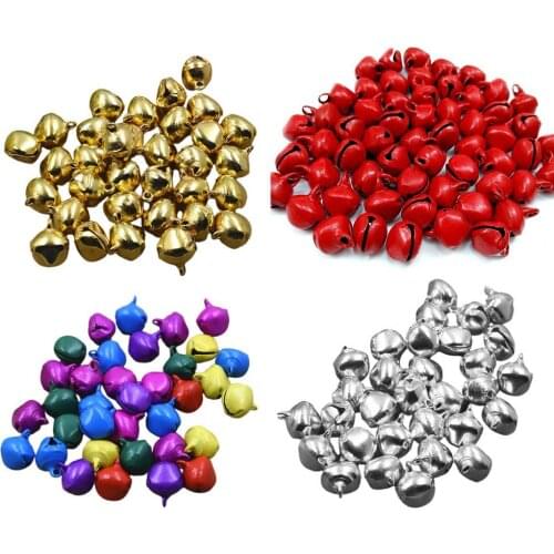100Pcs 6mm Bright Color Christmas Bells Eye-catching Metal Wind Chime Making Decorated Bell Christmas Decoration Party Supplies