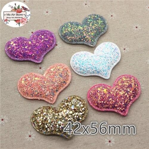 12pcs bling slap-up heart Non-woven patches glitter Felt Appliques for clothes Sewing Supplies DIY craft hair bow center