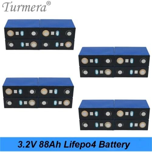 16Piece/Lot 3.2V 88Ah Lifepo4 Rechargeable Battery Phosphate Cell Lithium Iron to 12V 24V 48V Uninterrupted Power Supply Turmera