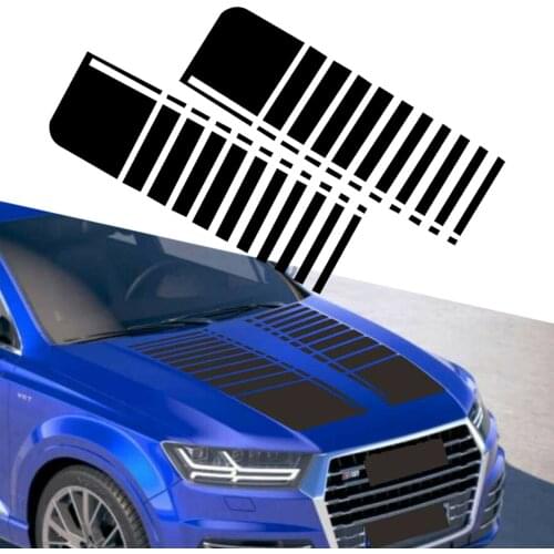 2Pcs Universal 91x27.3cm Matte Black Vinyl Racing Car Hood Stripe Decal Bonnet Sticker Accessories