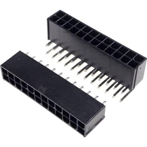 20pcs Black 4.2 mm Motherboard 24 pin Male Header Pin Mainboard CPU Power Connector PCB Through Hole Solid terminal 24Pin