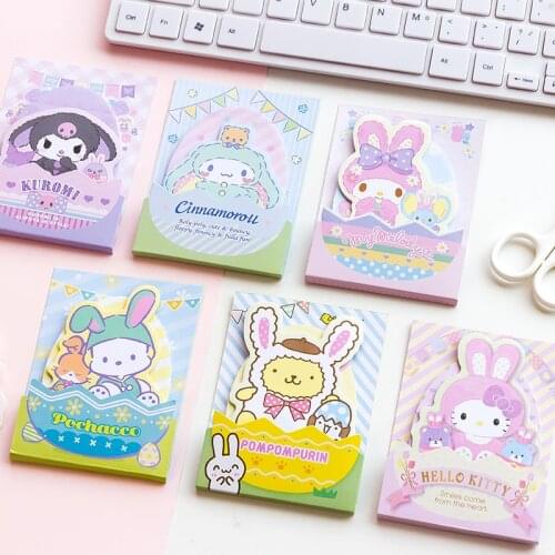 48Sheets/pack Cartoon Cinnomoroll Dog Rabbit Memo Pad Stickers Decal Sticky Notes Scrapbooking Diy Kawaii Notepad Diary 508