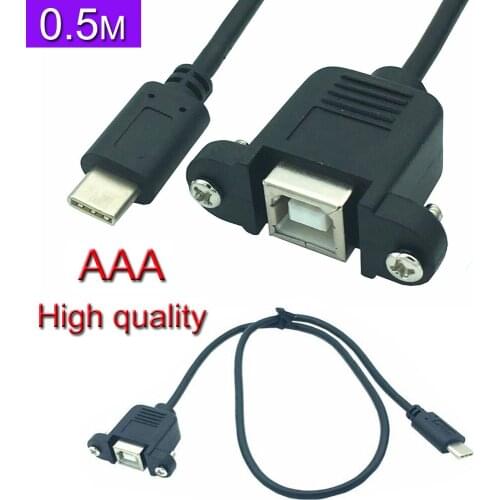 50cm USB 2.0 B Female socket Printer Panel Mount to type-c male cable