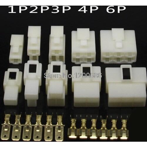 Automotive Connector Plug 6.3mm Connector Male-Female Butt Plug connector 1PIN 2PIN 3PIN 4PIN 6PIN each one pieace