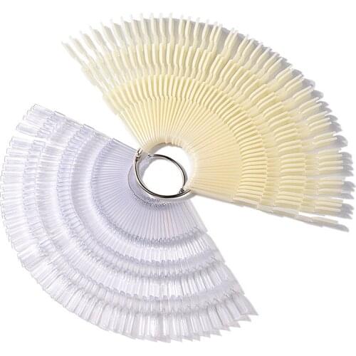 Bamboo Swatch 50 Pcs Nail Polish Color Plate Plastic Fan-shaped DIY Gel Nails Color Card Manicure Tools Nail Art Tips Equipment