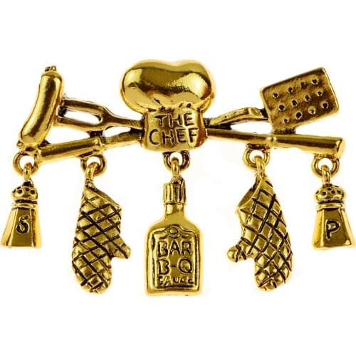 CINDY XIANG Kitchenware Gloves Salt Cooking Wine Brooches for Women Thechef Tools Condiment Bottles Pins Brooch Mom Jewelry Gift