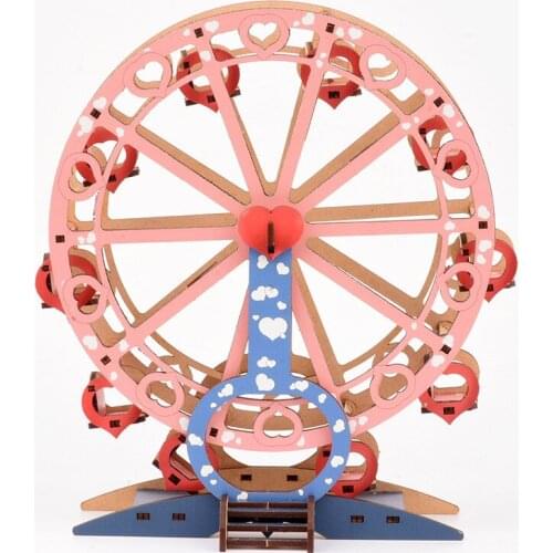 Wooden Childrens Puzzle 3D Stereo Jigsaw Puzzle Toy Customized Colored Loving Heart Ferris Wheel Wooden Toys