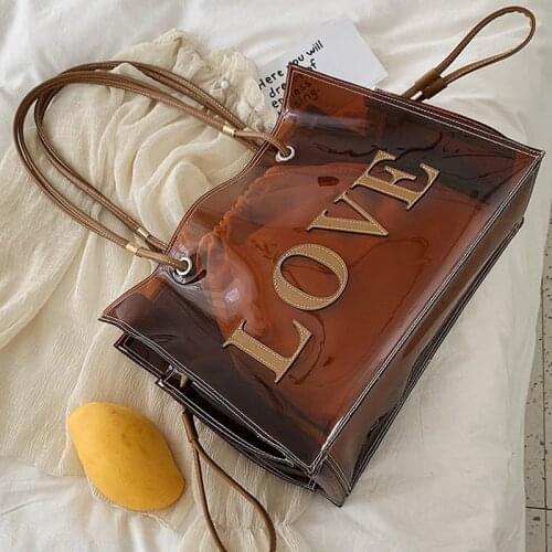 DORANMI Letter Womens Handbag 2020 Summer Transparent Totes Bag Female Shoulder Bags Female Top-handle Bags Bolsos Mujer BG572