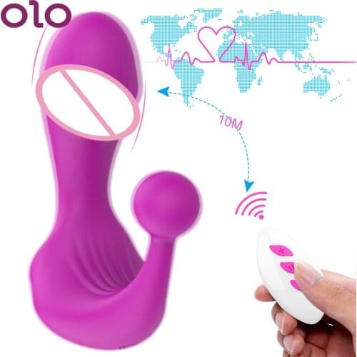 OLO 12 Modes Wearable Dildo Vibrator Butt Plug Wireless Remote Control Clitoris Stimulator G-Spot Massager Sex Toys for Women