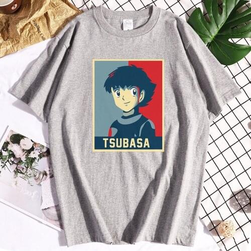 Cotton Captain Tsubasa Funny Mans T-shirts Vintage Crewneck Tee Shirts T Shirt Vintage Print Tshirts Mens