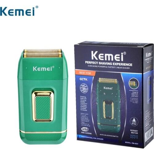 Kemei Aluminum Foil Razor Waterproof Mens Trimmer Wet And Dry Cordless Electric Shaver With Sideburns Shave Tool 100-240V 40D